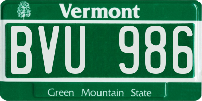 VT license plate BVU986