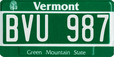 VT license plate BVU987