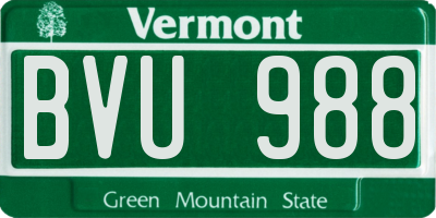VT license plate BVU988