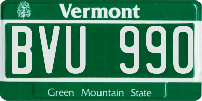 VT license plate BVU990