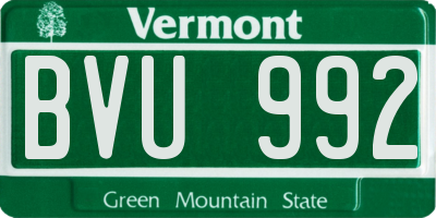 VT license plate BVU992