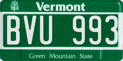 VT license plate BVU993