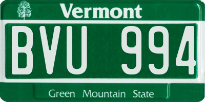 VT license plate BVU994