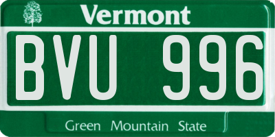 VT license plate BVU996