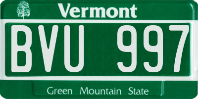 VT license plate BVU997
