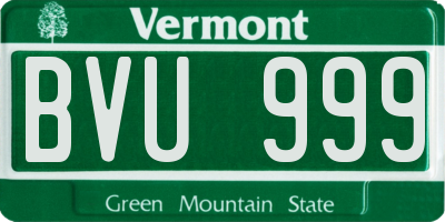 VT license plate BVU999