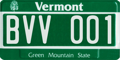 VT license plate BVV001