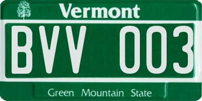 VT license plate BVV003