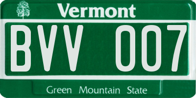 VT license plate BVV007