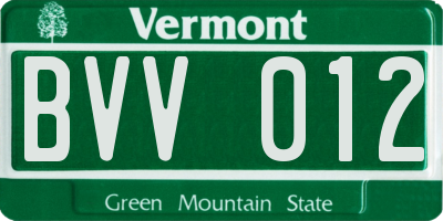 VT license plate BVV012
