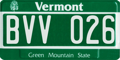VT license plate BVV026
