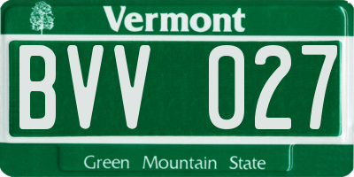 VT license plate BVV027