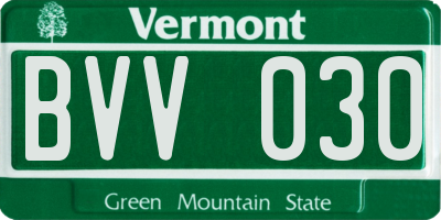 VT license plate BVV030