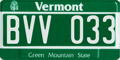 VT license plate BVV033