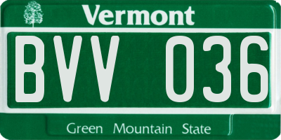 VT license plate BVV036