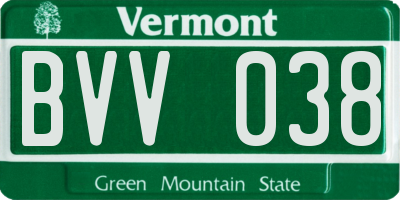 VT license plate BVV038