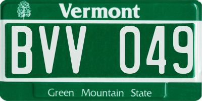 VT license plate BVV049