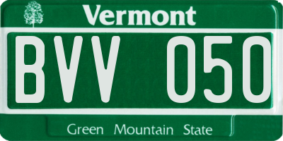 VT license plate BVV050