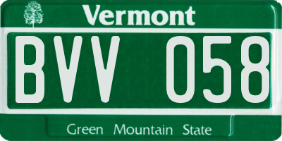 VT license plate BVV058