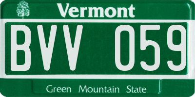 VT license plate BVV059