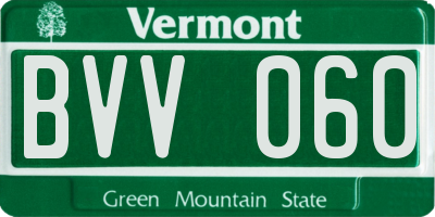 VT license plate BVV060