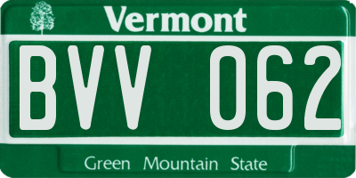 VT license plate BVV062