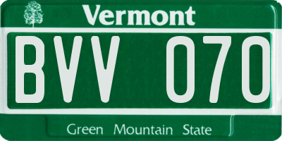VT license plate BVV070