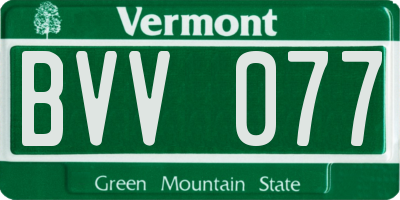 VT license plate BVV077