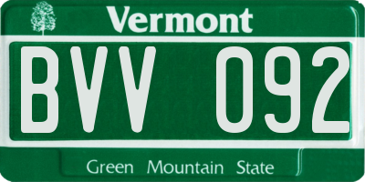 VT license plate BVV092