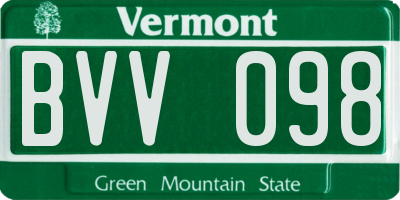 VT license plate BVV098