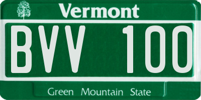 VT license plate BVV100
