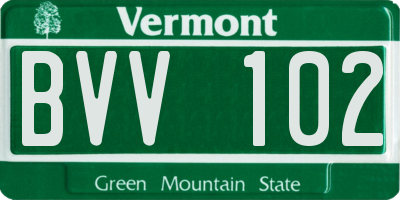 VT license plate BVV102