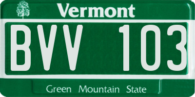 VT license plate BVV103