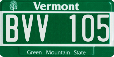 VT license plate BVV105