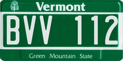 VT license plate BVV112