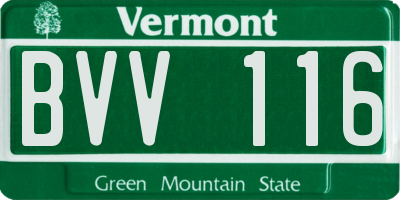 VT license plate BVV116