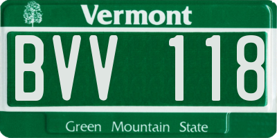VT license plate BVV118