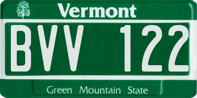 VT license plate BVV122