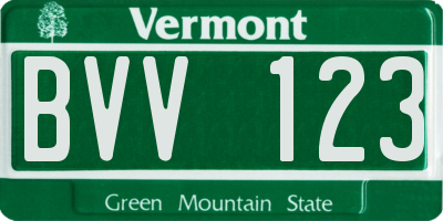 VT license plate BVV123