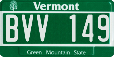 VT license plate BVV149