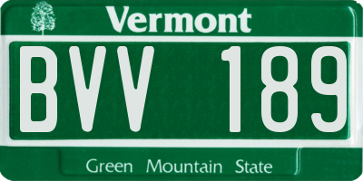 VT license plate BVV189