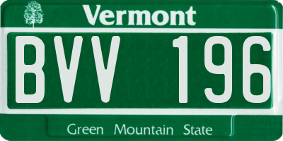 VT license plate BVV196