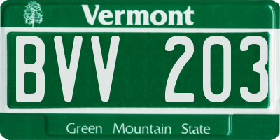 VT license plate BVV203