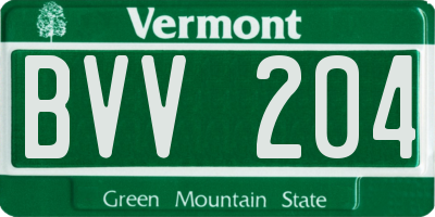 VT license plate BVV204