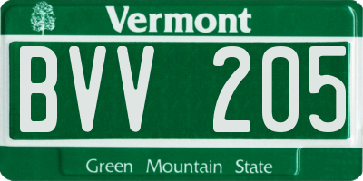 VT license plate BVV205