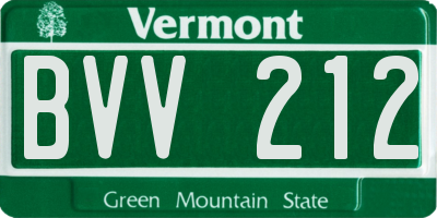 VT license plate BVV212