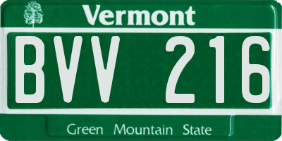 VT license plate BVV216