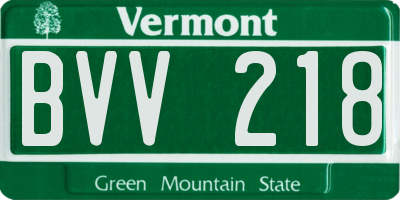 VT license plate BVV218