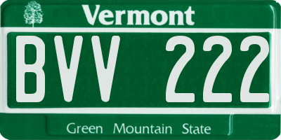 VT license plate BVV222