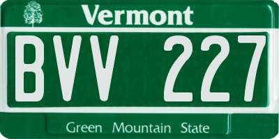 VT license plate BVV227